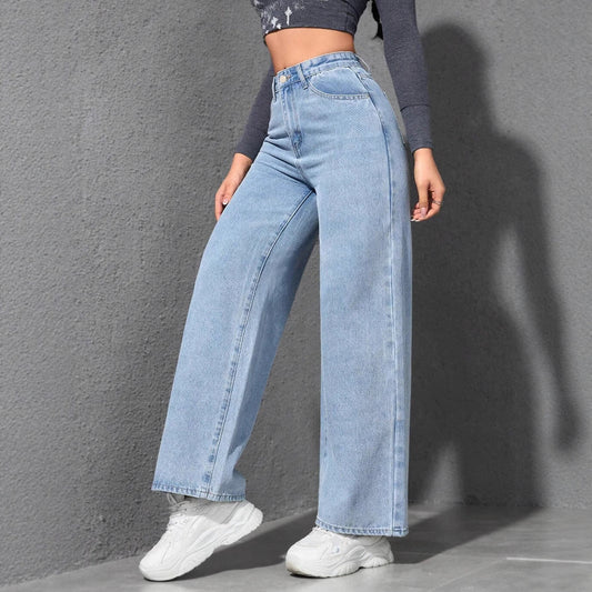 Trendy Washed Wide Leg Baggy Denim Pants