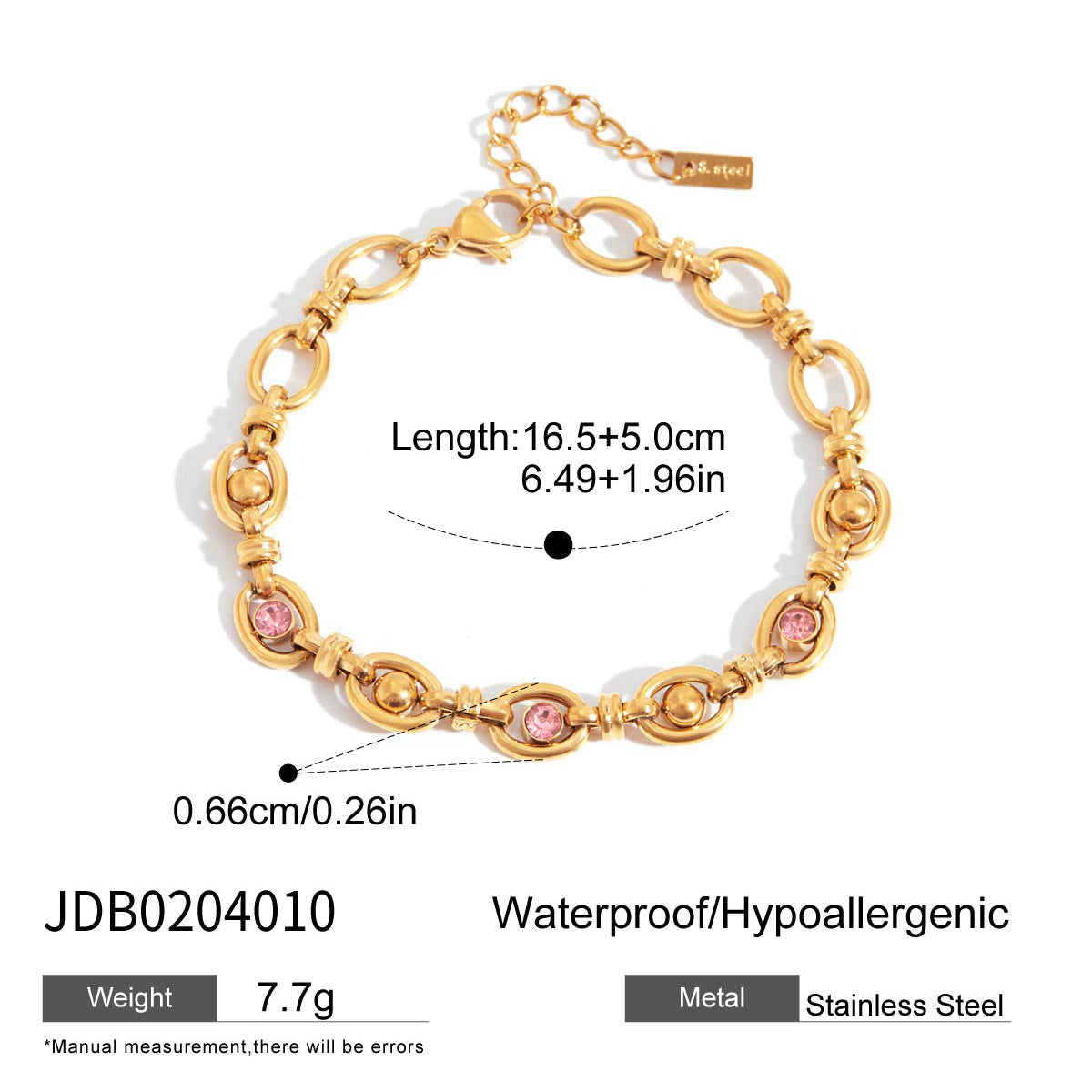 Gold Plated Charm Linked Chain Strand Bracelet
