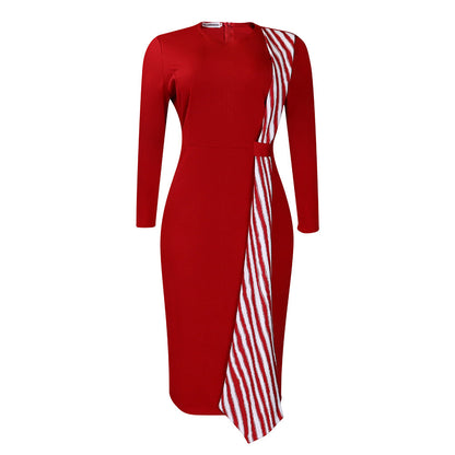 Elegant Pencil Dress Casual Round Neck Slim Fit