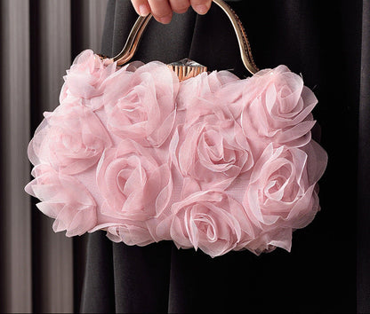 White Floral Evening Bag Elegant Bridal Purse for Parties