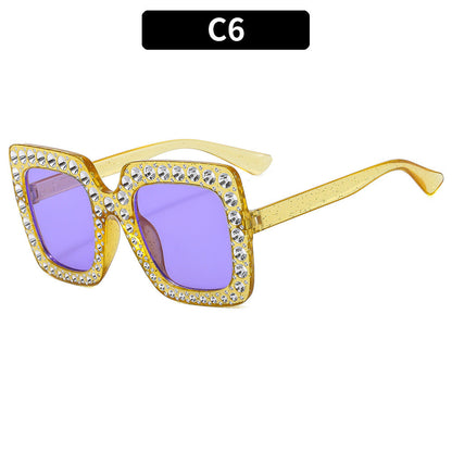 Colorful Bling Square Sunglasses Retro UV400 Protection