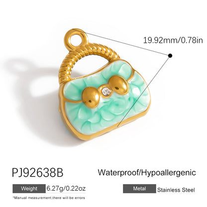 Colorful Oil-Drop Fish Heart Pendant Steel DIY Jewelry Accessories