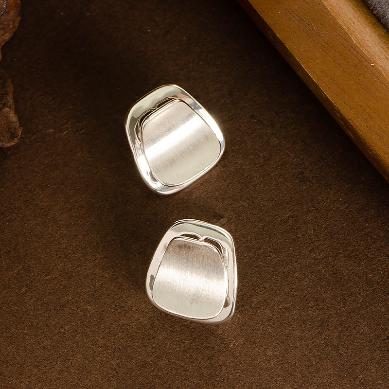 Square Geometric Earrings Minimalist Copper Design