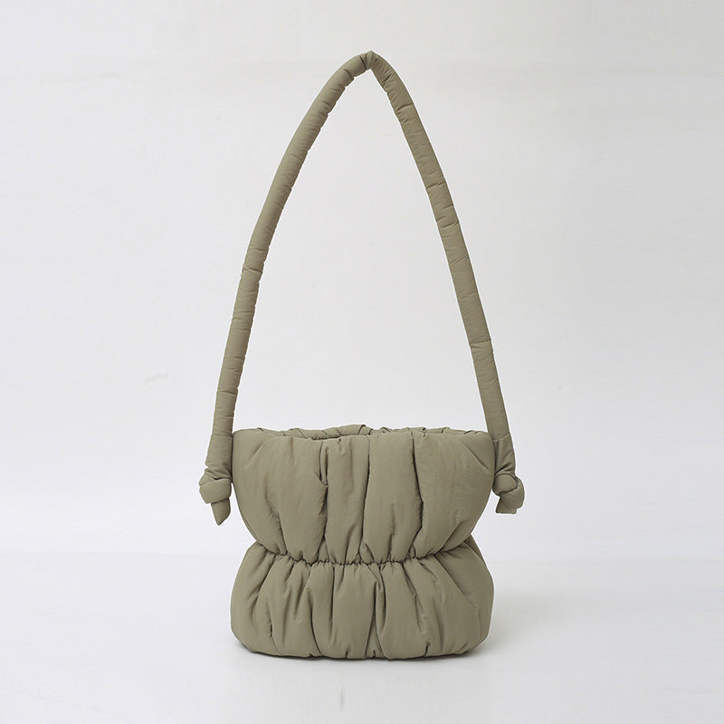 Trendy Nylon Bucket Bag Soft Casual Shoulder Bag