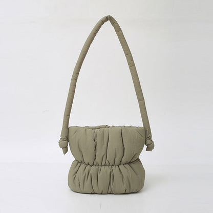 Trendy Nylon Bucket Bag Soft Casual Shoulder Bag