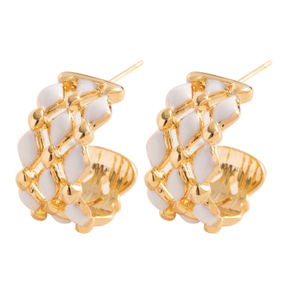 Trendy Geometric Letter C Earrings Stylish Casual Alloy With 925 Silver Posts