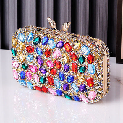 Gemstone Evening Clutch Colorful Resin Bag Stylish Party Purse
