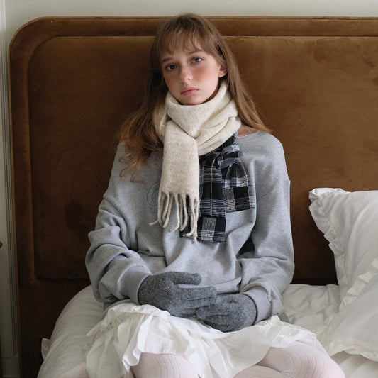 Geometric Pattern Knit Scarf Women's Wool Blend Winter Wrap