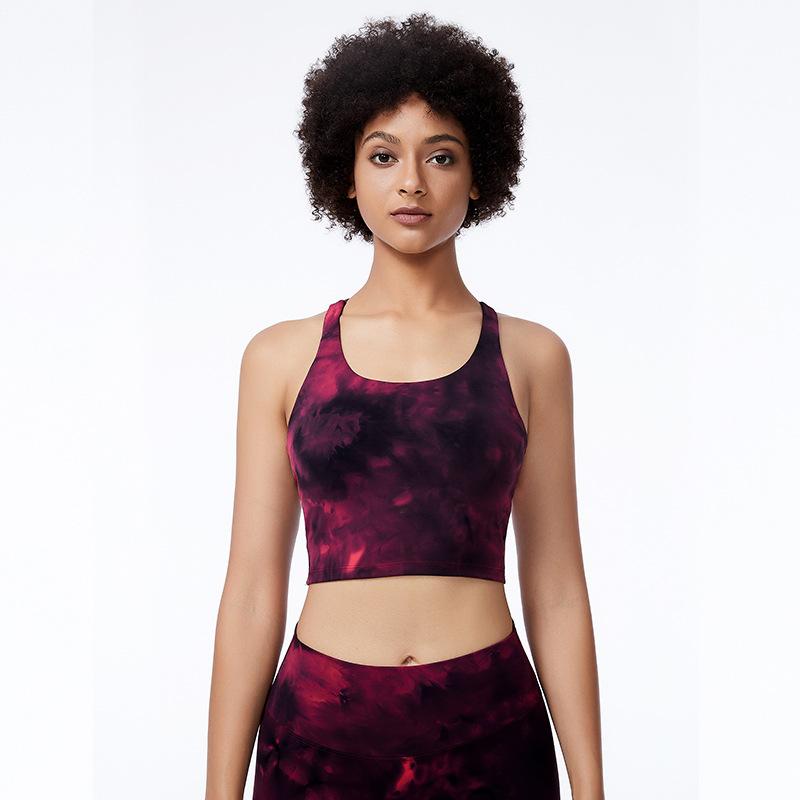 Large Tie Dyed Sports Underwear Women'S Training Fitness Vest With Bra Yoga Suit