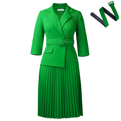 Elegant Blazer Dress With Pleats For Women