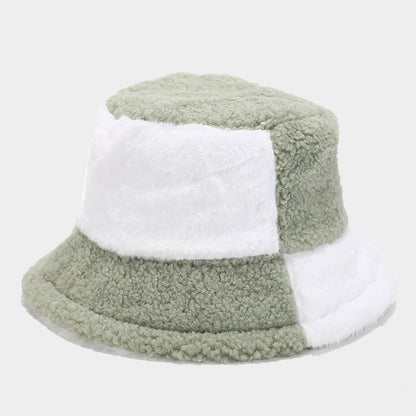 Trendy Color Block Thermal Wool Bucket Hat