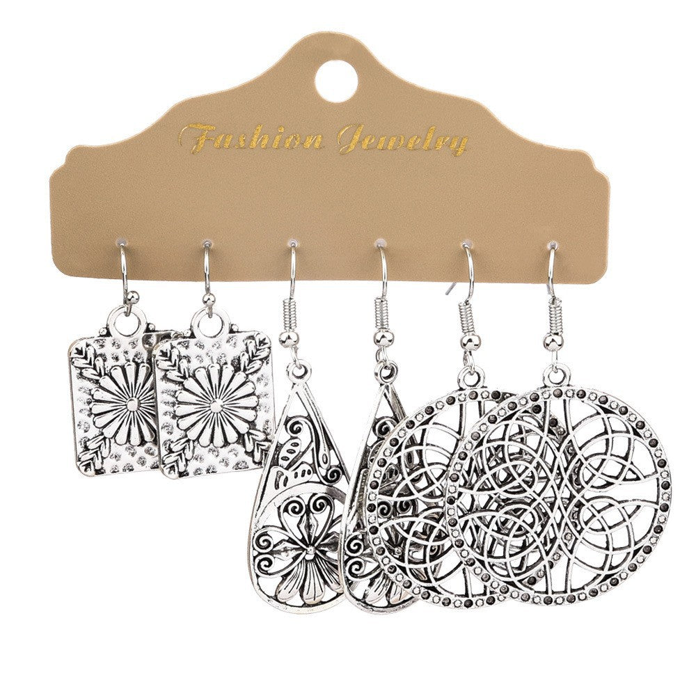 Bohemian Feather Dreamcatcher Earrings Zinc Alloy Vintage Style