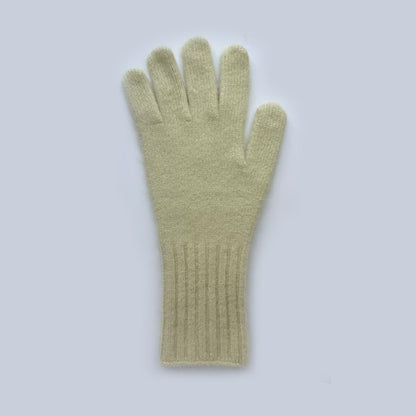 Raccoon Fur Knitted Touchscreen Gloves Stylish Long Warm Five-Finger Winter Gloves
