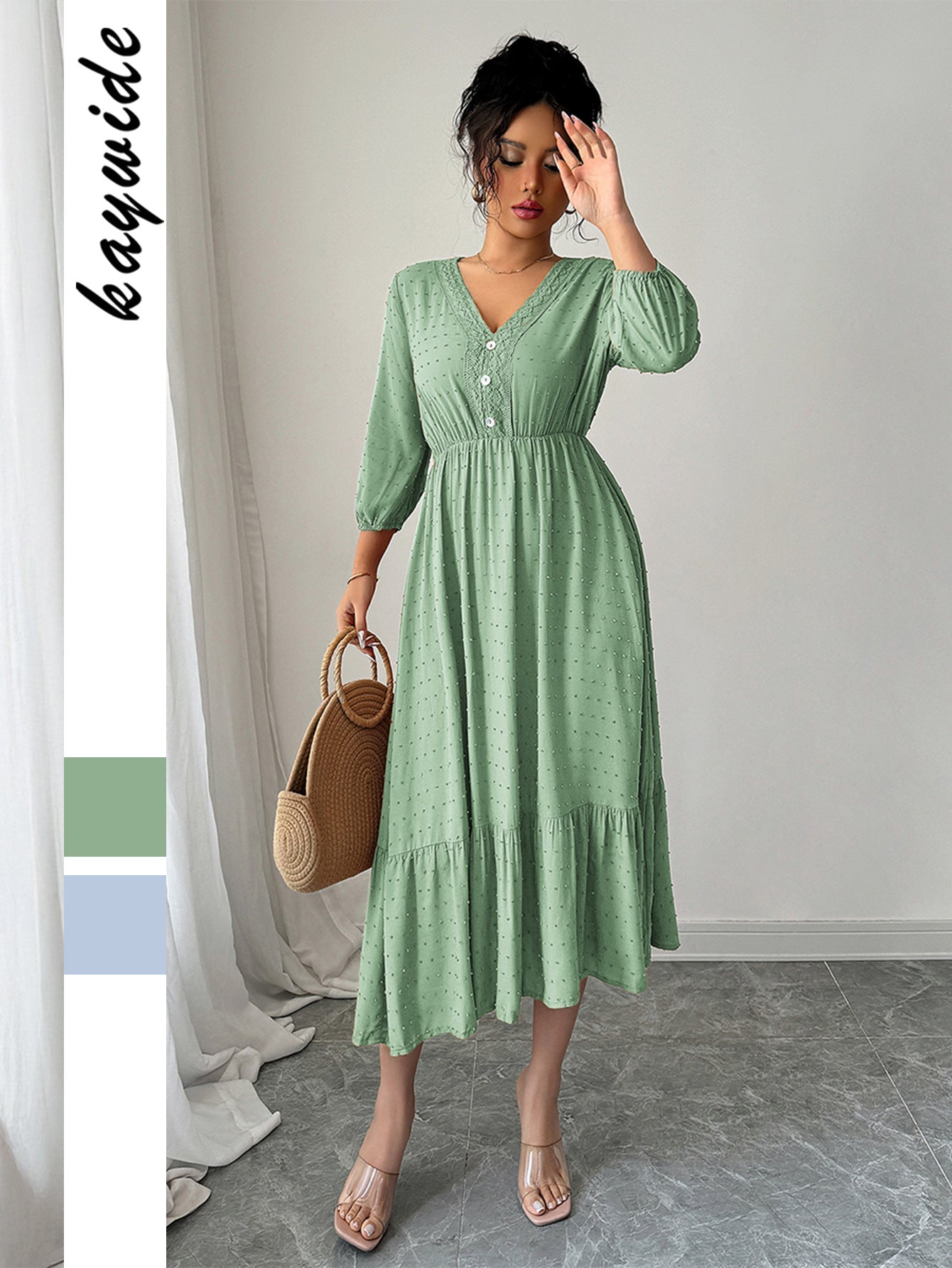 Elegant A-Line Maxi Dress Soft Knit Fabric Casual Outfit