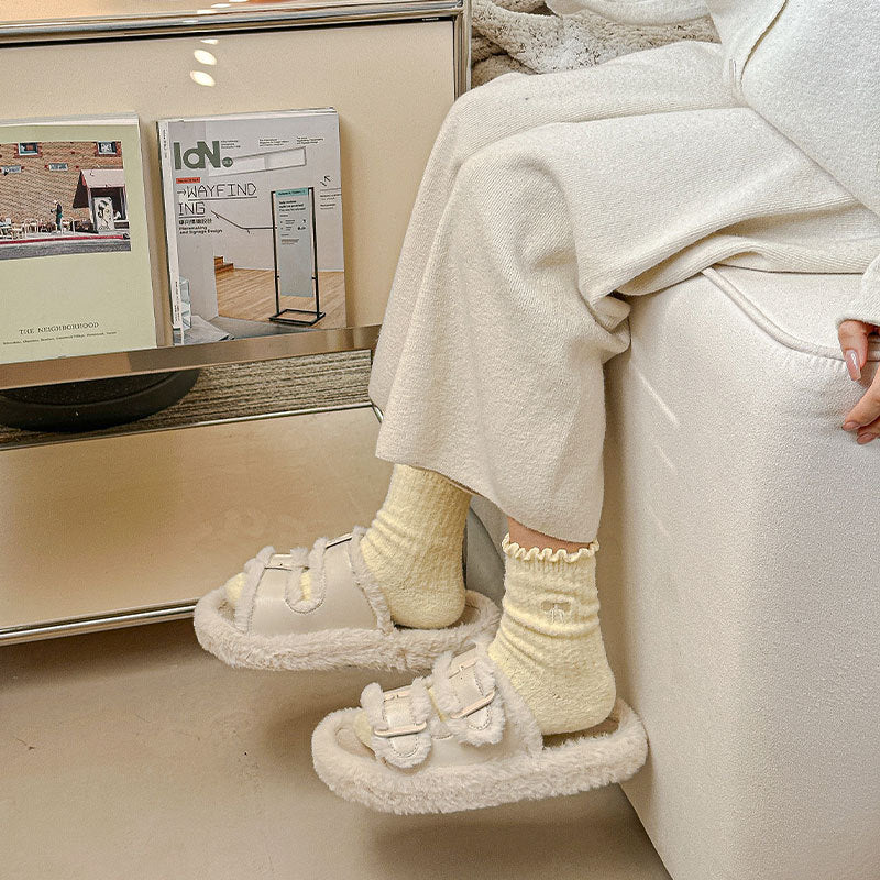 Winter Thermal Thick Plush Crew Frilly Socks