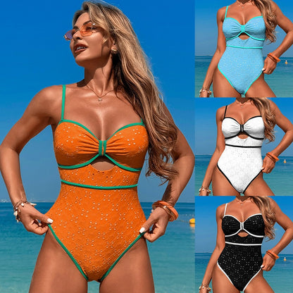 New Women'S One-Piece Swimsuit - Solid Color, Quick-Dry, High Elasticity