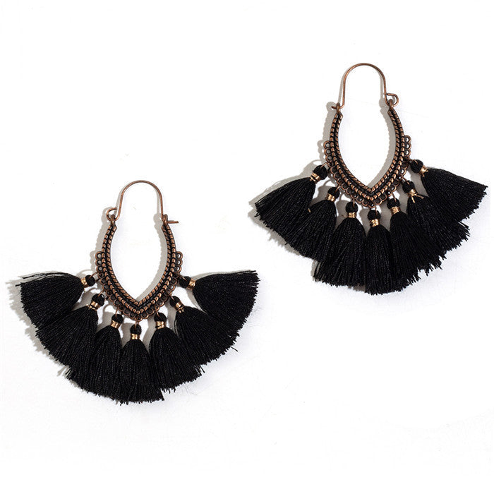 Bohemian Tassel U-Shaped Alloy Vintage Earrings for Women