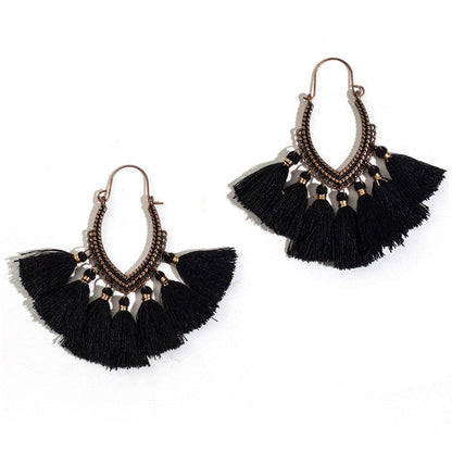 Bohemian Tassel U-Shaped Alloy Vintage Earrings for Women