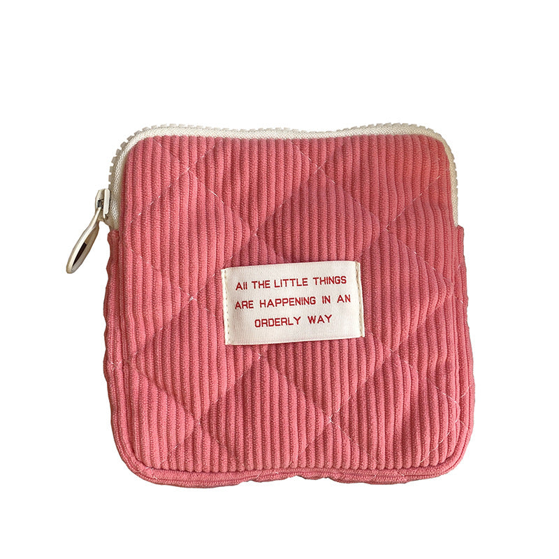 Mini Cute Makeup Bag - Trendy Corduroy Coin Purse