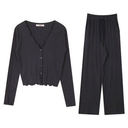 Casual Solid Color Pajama Set for Women
