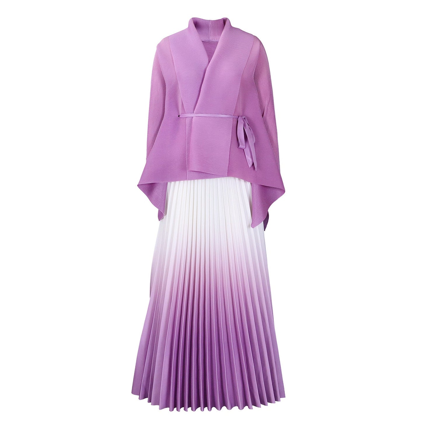 Fashionable Elegant Batwing Sleeve Top And Gradient Skirt Set
