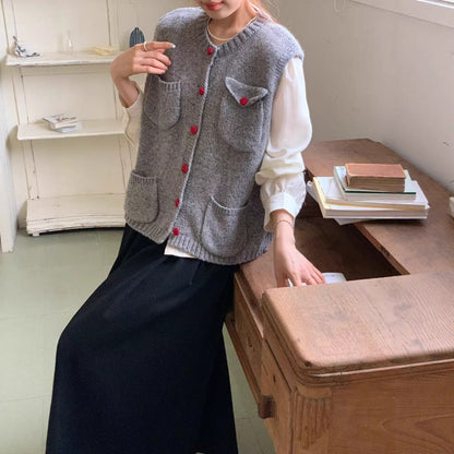 Knitted Vest For Women Solid Color Lightweight Cardigan