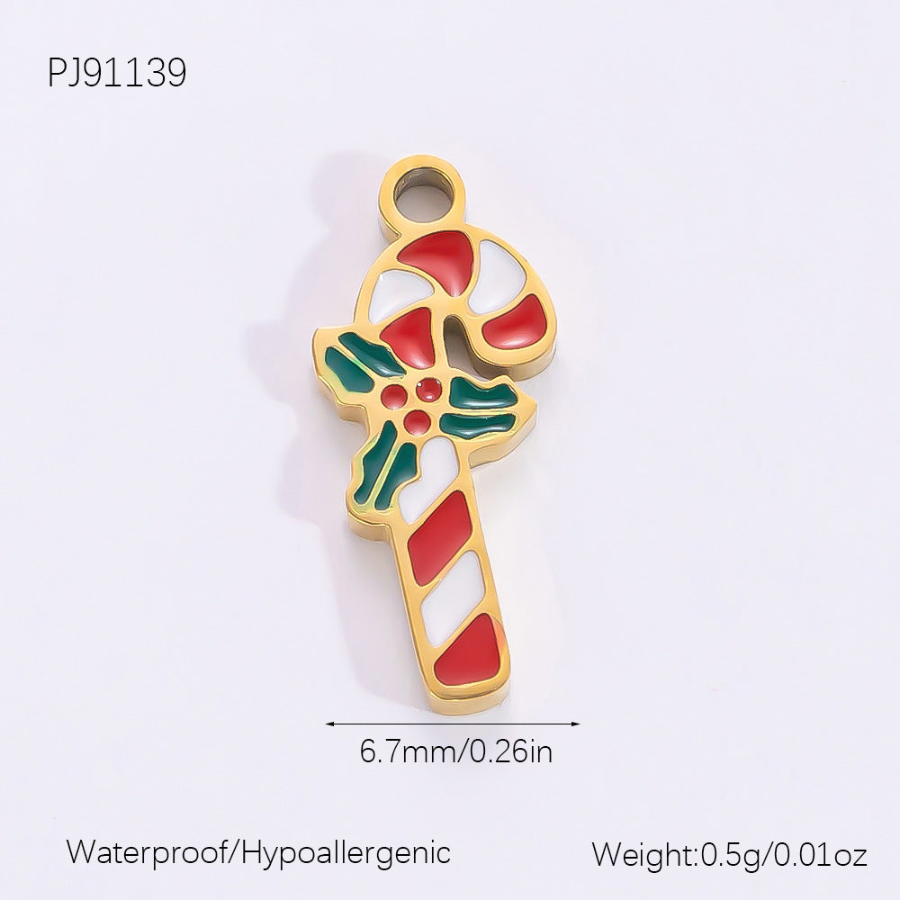 DIY Christmas-Themed 18K Gold-Plated Stainless Steel Pendant Accessories