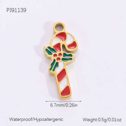 DIY Christmas-Themed 18K Gold-Plated Stainless Steel Pendant Accessories