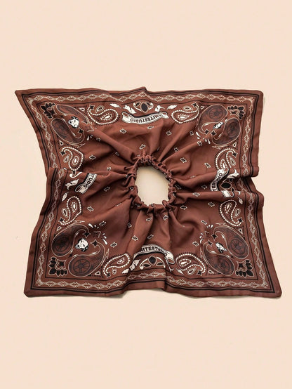 Retro Gothic Bandana Print Hair Tie