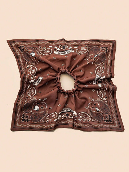 Retro Gothic Bandana Print Hair Tie