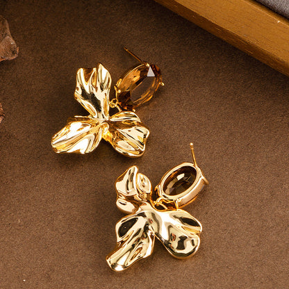 Stylish Irregular Floral Stud Earrings With S925 Silver