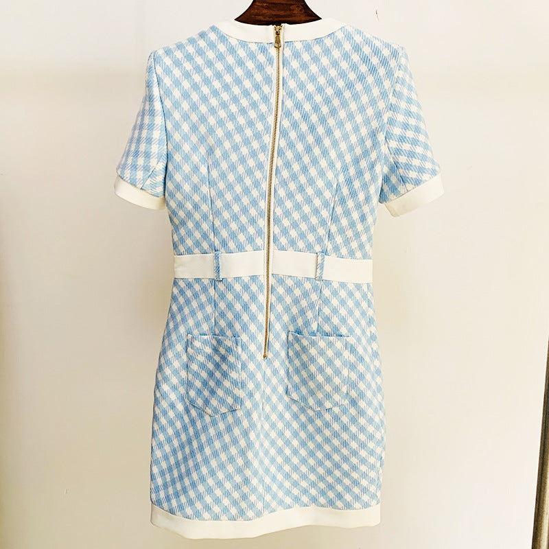 Lion Button Color Block Dress