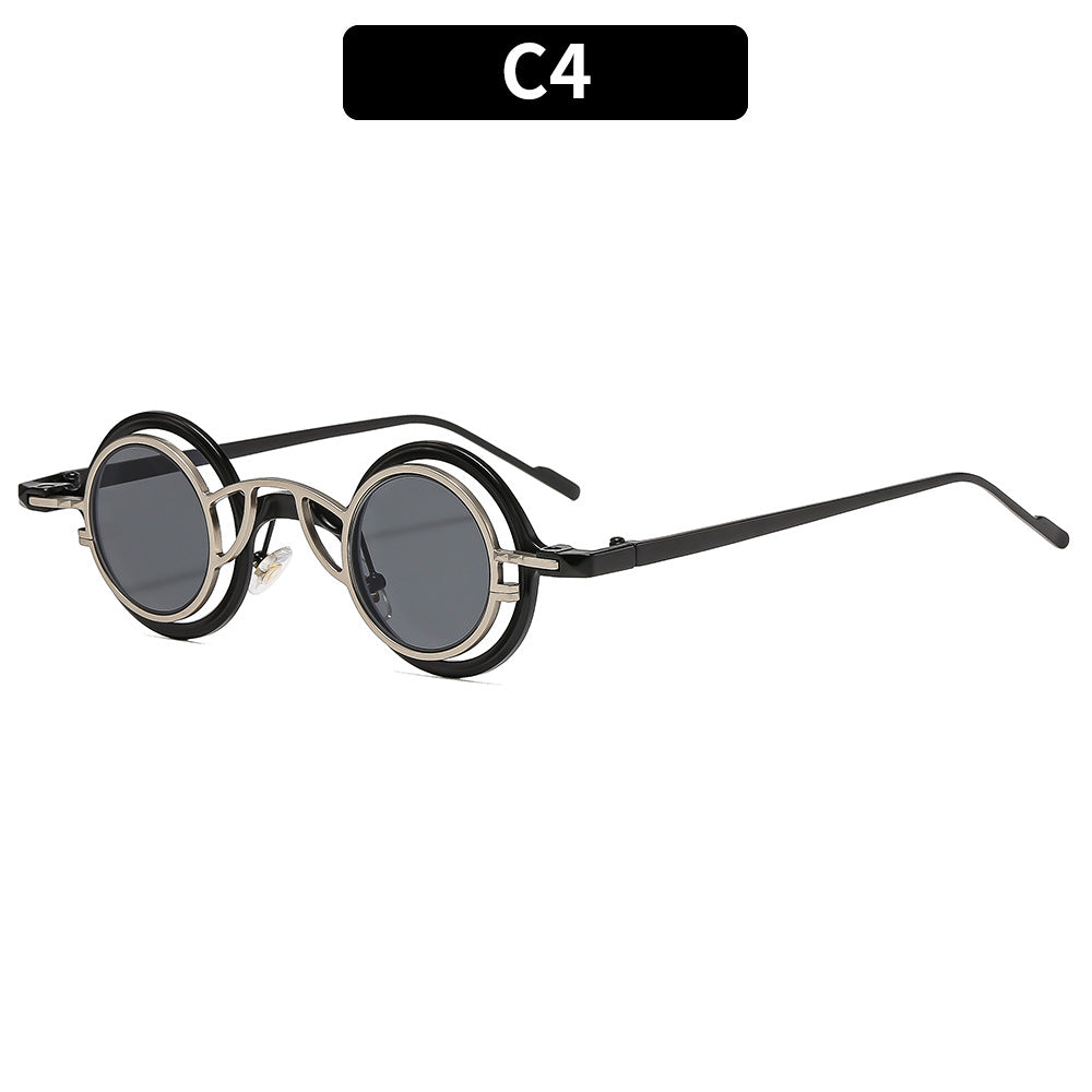 Retro Round Metal Sunglasses Fashionable UV400 Protection