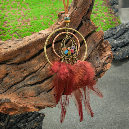 Colorful Feather Pendant Necklace Bohemian Style Butterfly Jewelry
