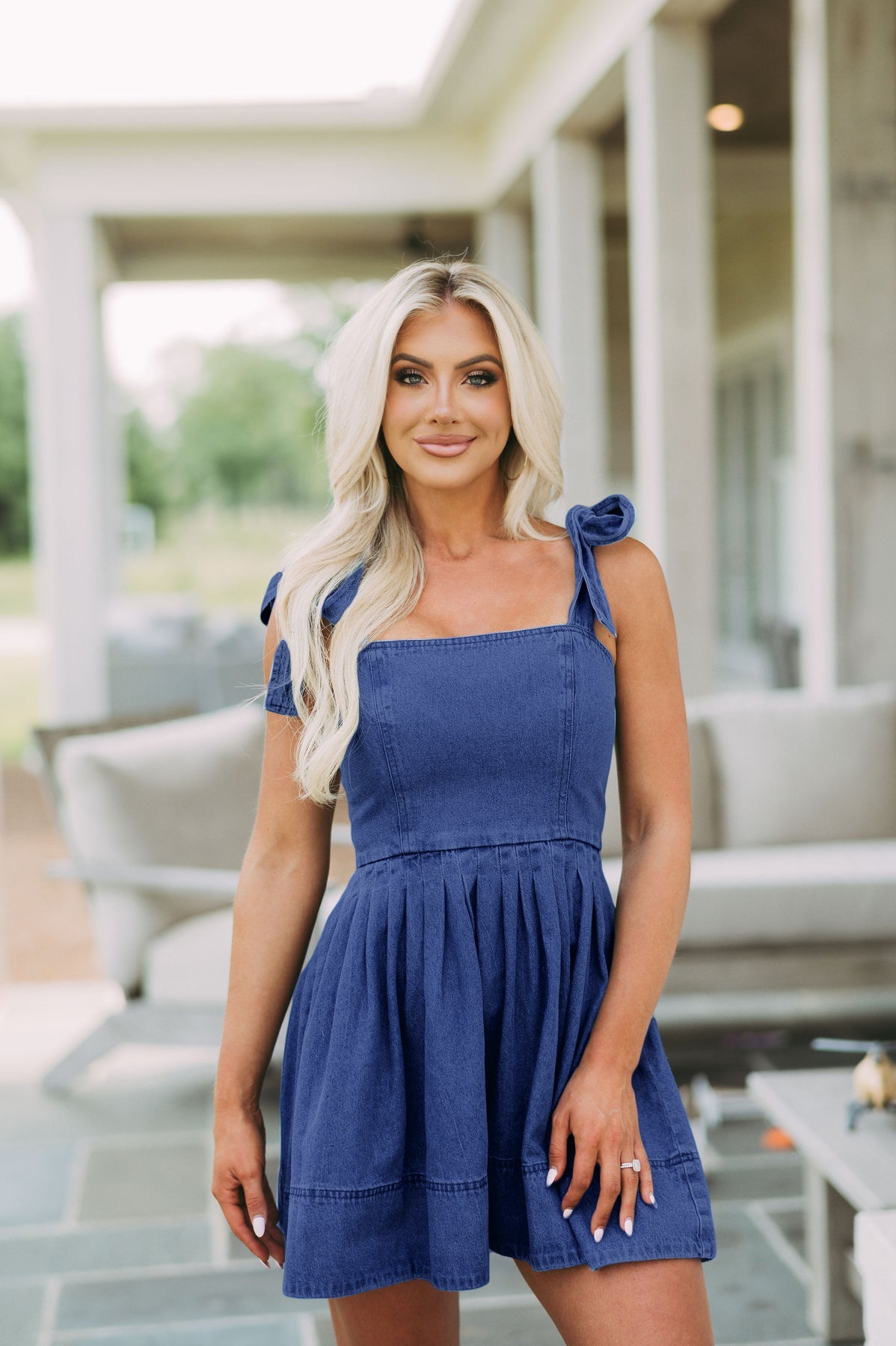 Trendy Casual Denim Dress Sleeveless with Zipper Detail