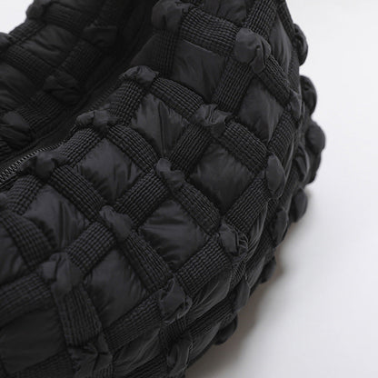 Checkered Cloud Puff Bag Trendy Nylon Shoulder Bag