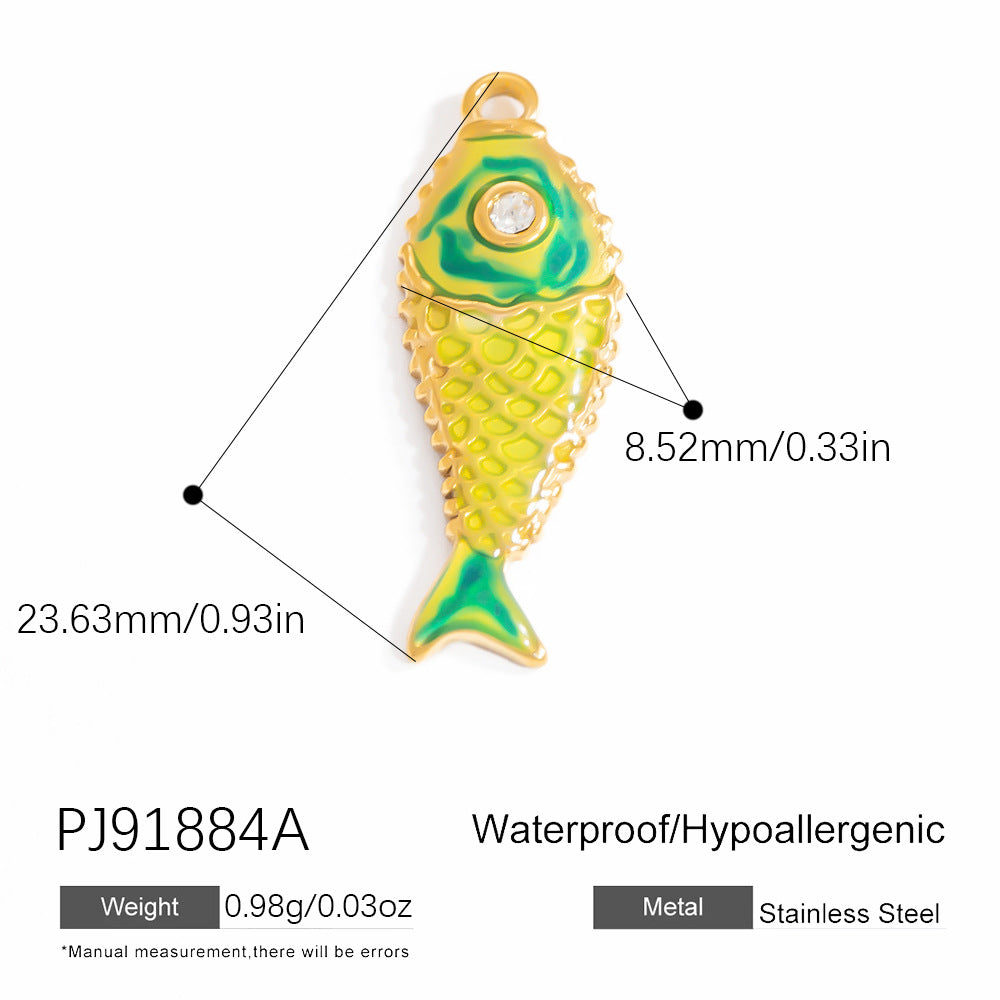 Colorful Fish DIY Pendant Jewelry Accessories Stainless Steel Retro Style