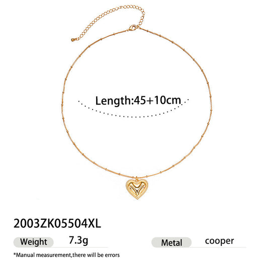 Trendy Zircon Heart Pendant Gold Plated Necklace