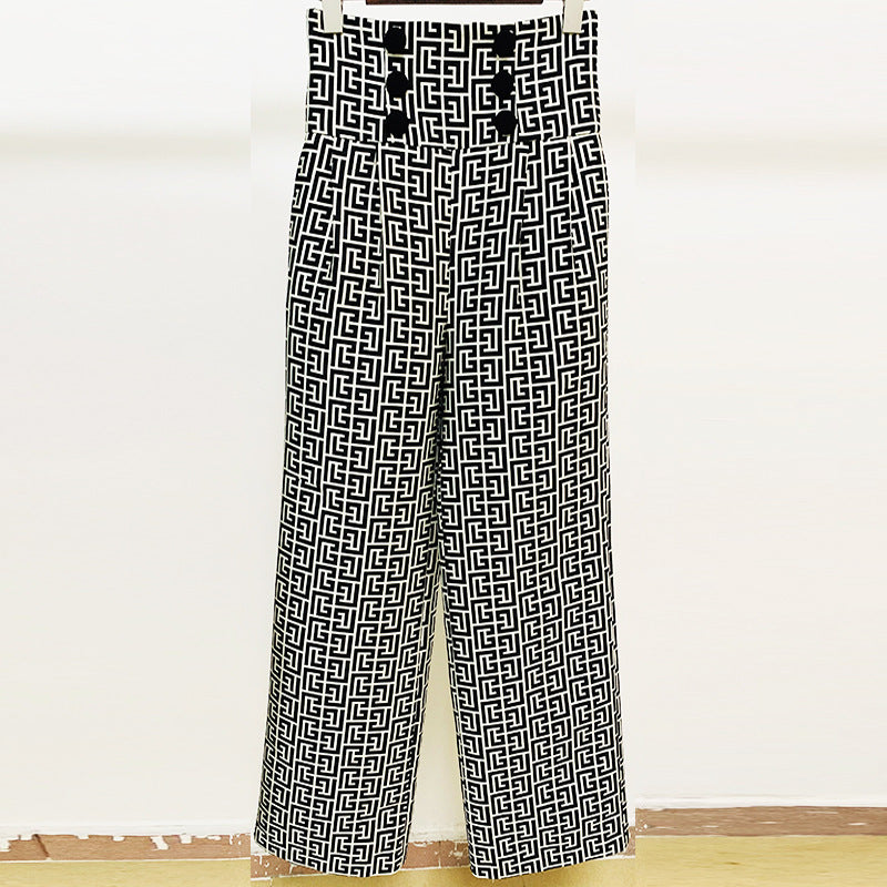 Stylish Geometric Pattern Blazer With Single Button Closure