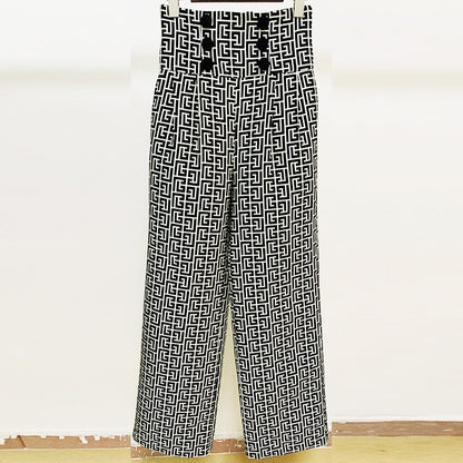 Stylish Geometric Pattern Blazer With Single Button Closure