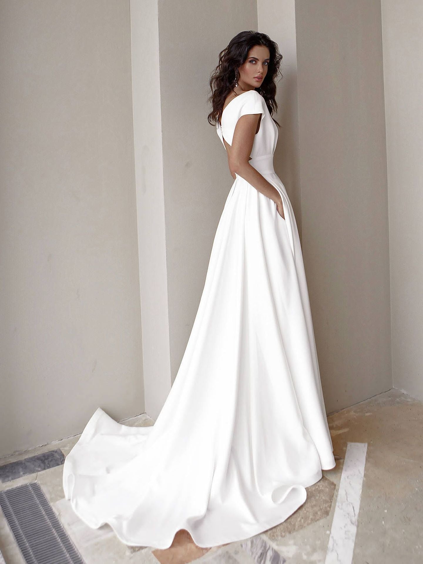 Women'S  New V-Neck Solid Dress Floor Length Skirt Evening Dress
