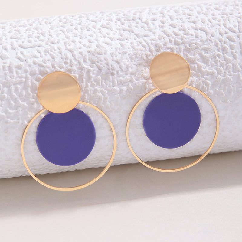 Geometric Metal Circle Earrings Set Stylish Casual Earrings