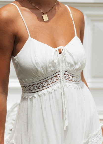 Lace Trim Maxi Dress Lightweight White Sundress