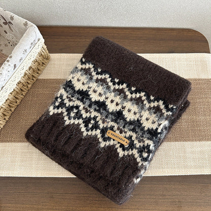 Winter Thicken Warm Fair Isle Knit Scarf