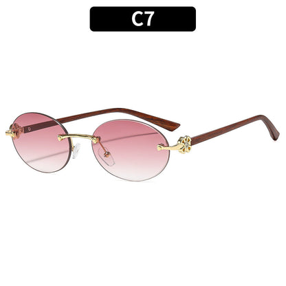 Oval Frame UV400 Sunglasses Fashionable Women's Outdoor Shades