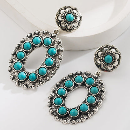 Bohemian Turquoise Floral Earrings for Women
