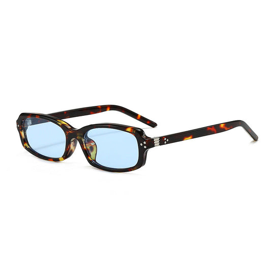 Rectangle Frame Sunglasses with Studs Trendy Casual UV400 Protection
