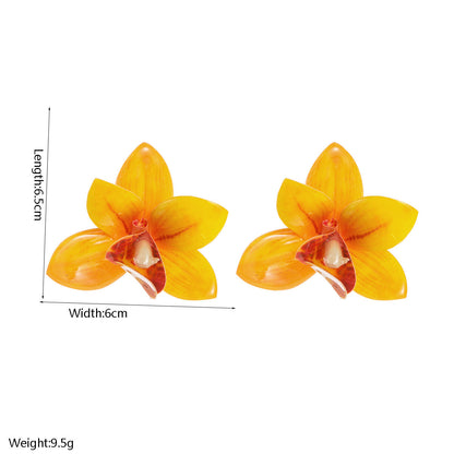 Flower Drop Resin Earrings S925 Silver Studs for Women