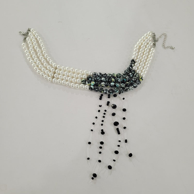 Gothic Pearl Choker Necklace Creative Halloween Design