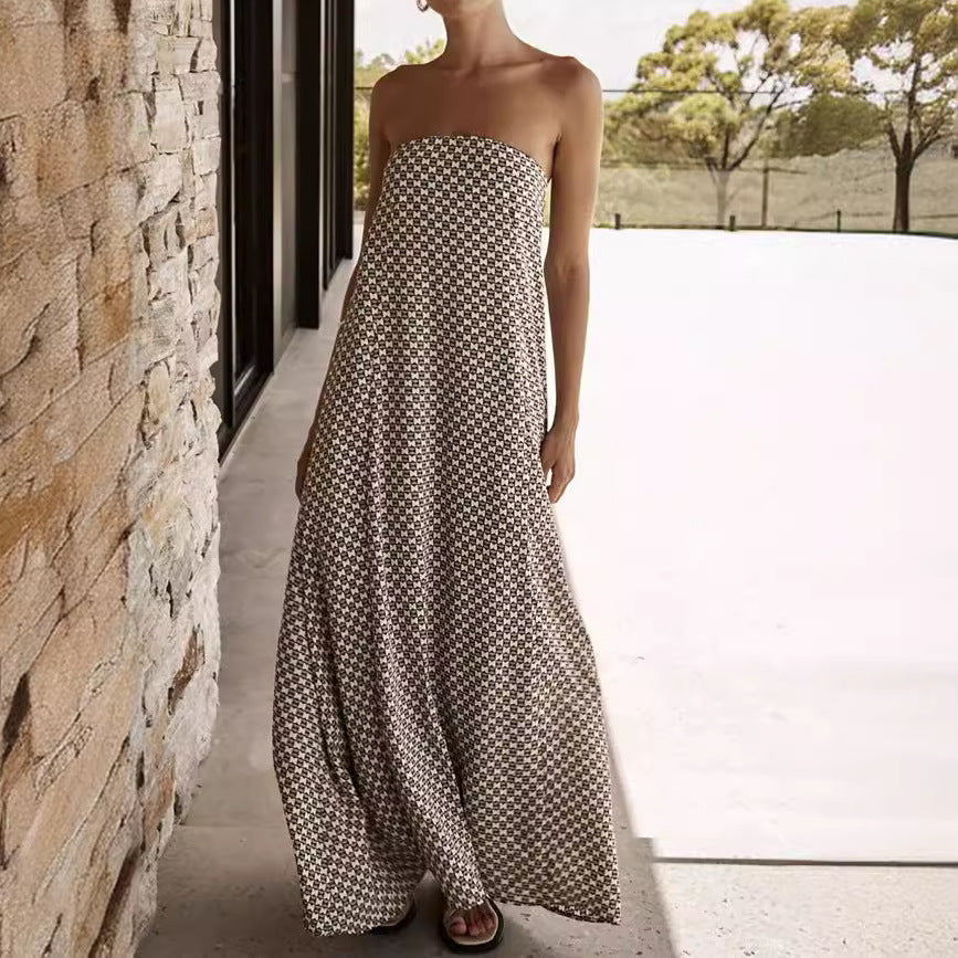 Floral Print A-Line Midi Dress Off-Shoulder Vacation Style